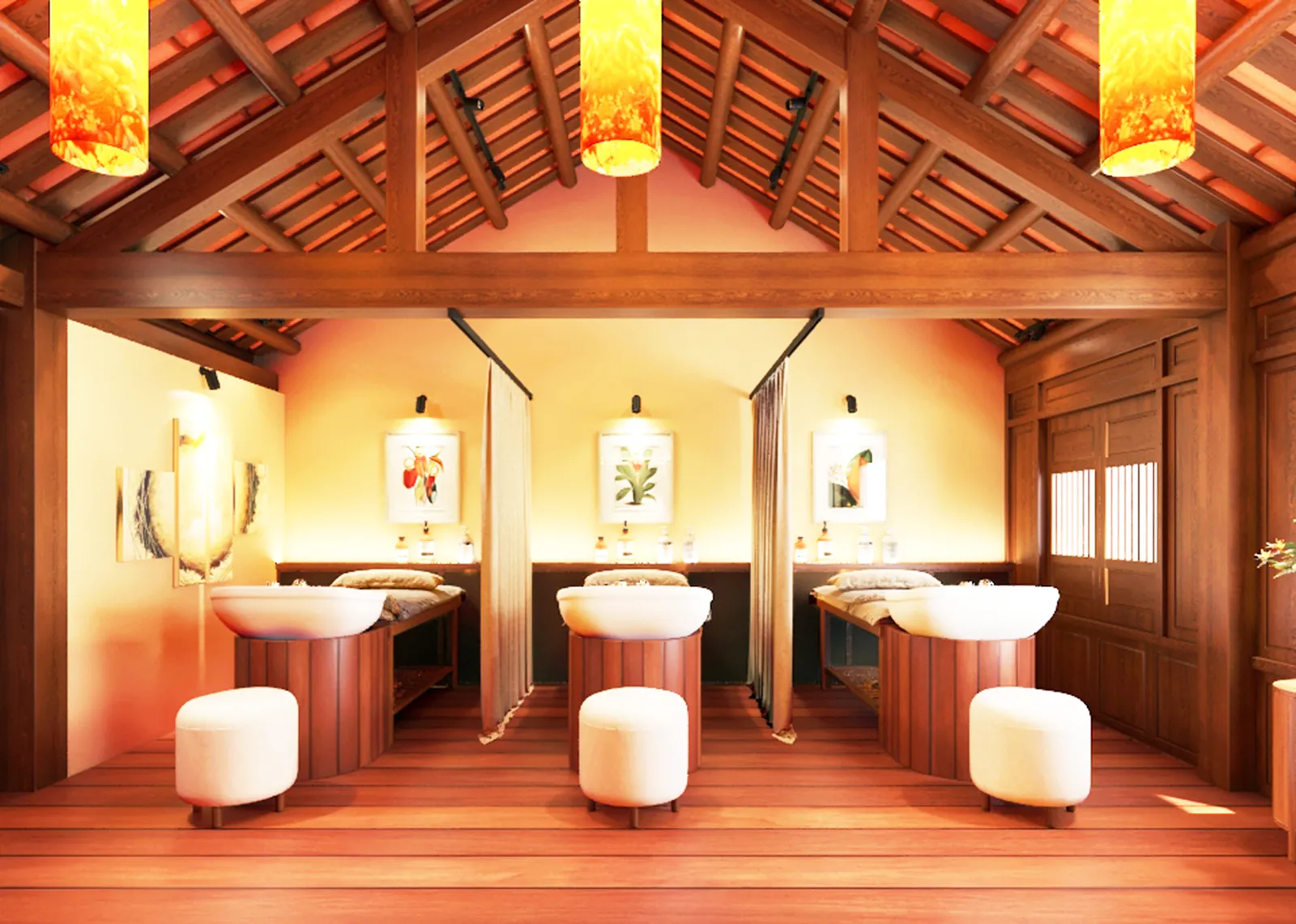 Beautifully decorated entrance corridor of Lynn Hair Wash & Eyelash Extensions salon in Hoi An